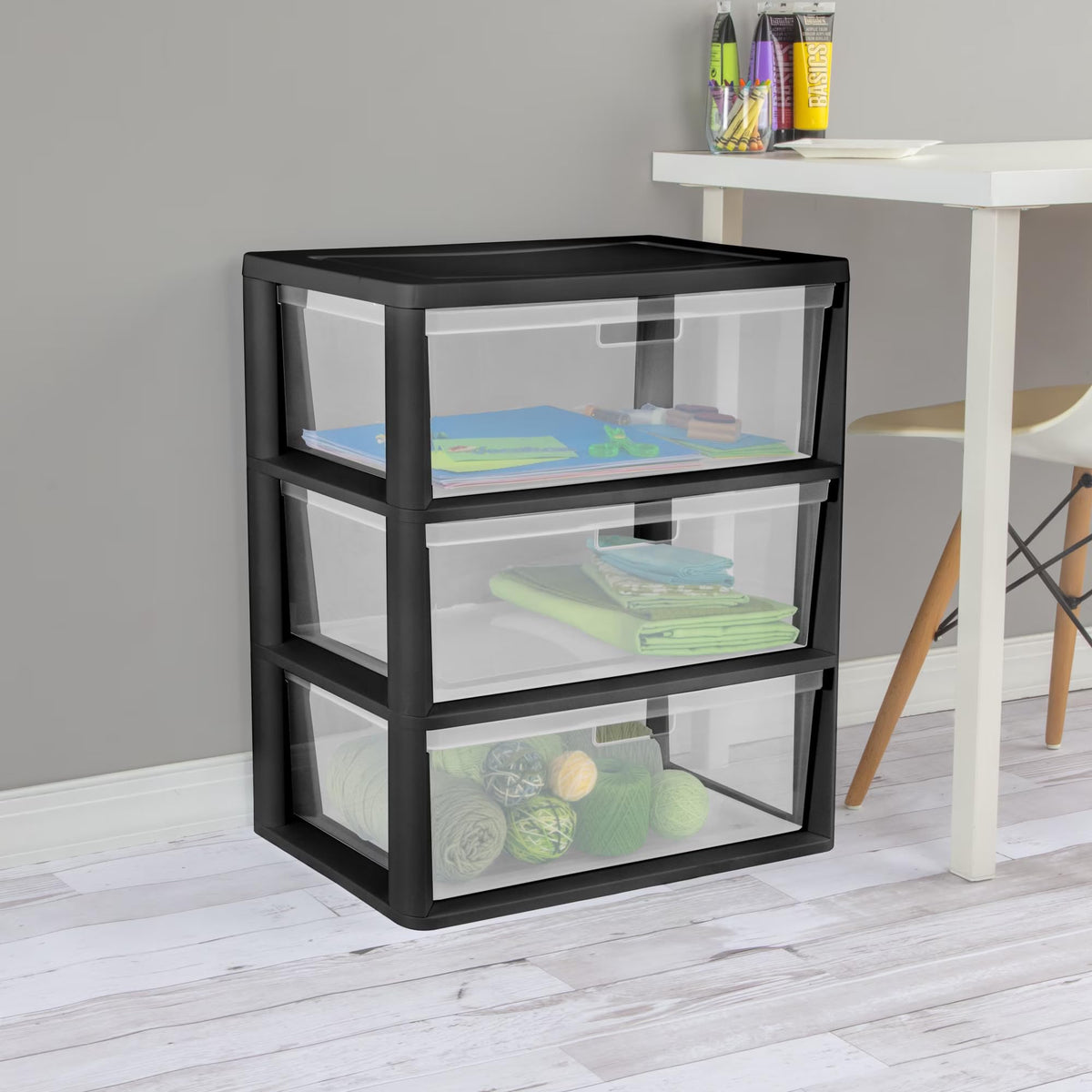 3 Drawer Clear Plastic Storage Cart X6547