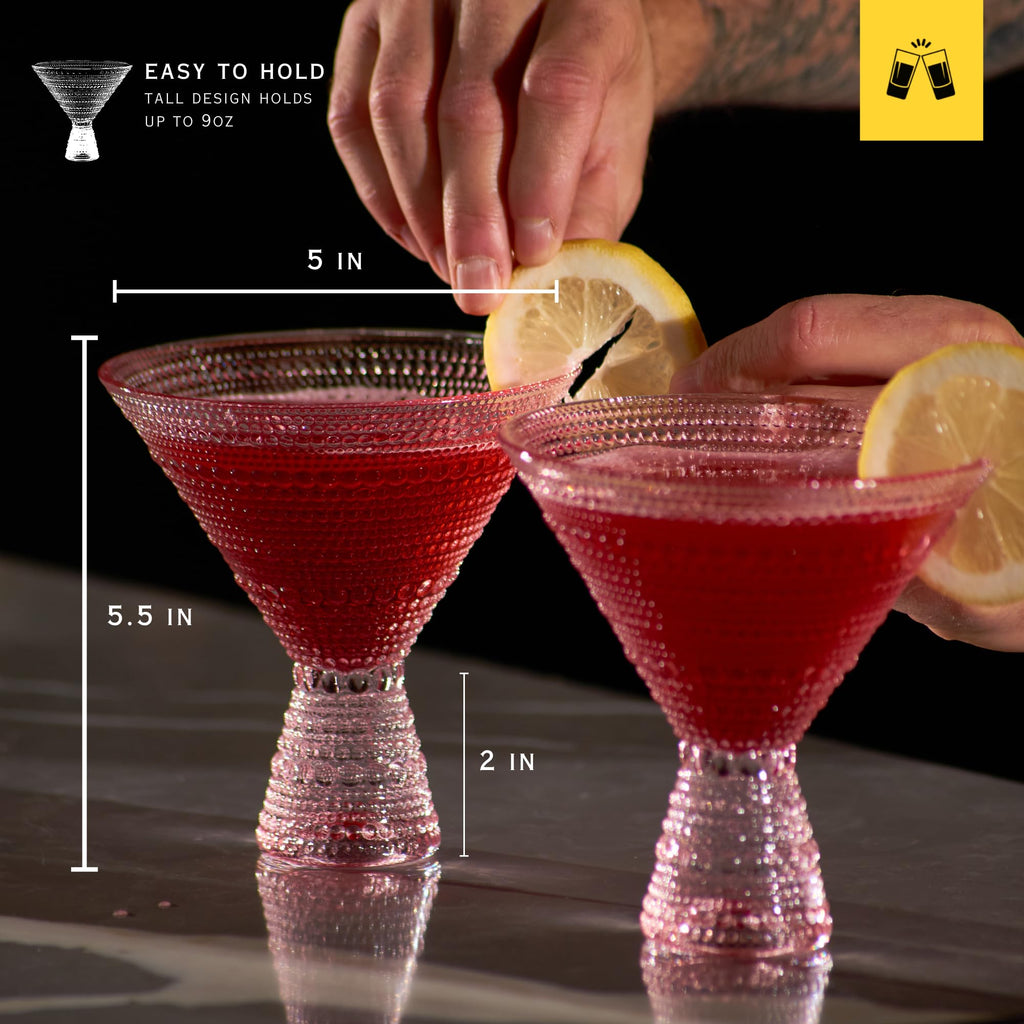 Pink & Clear 9oz Set of 6 Martini Glasses E73621