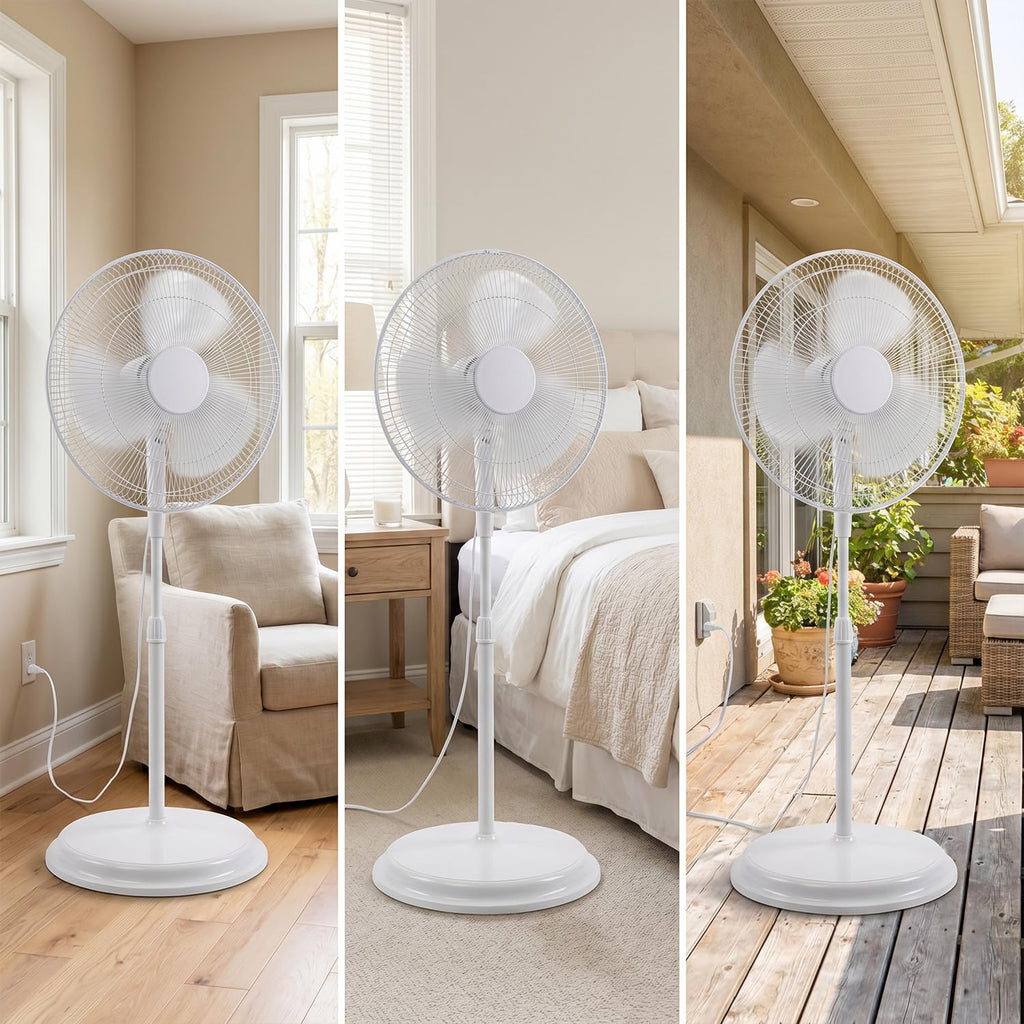16" Oscillating Standing Pedestal Fan with Adjustable Height N986
