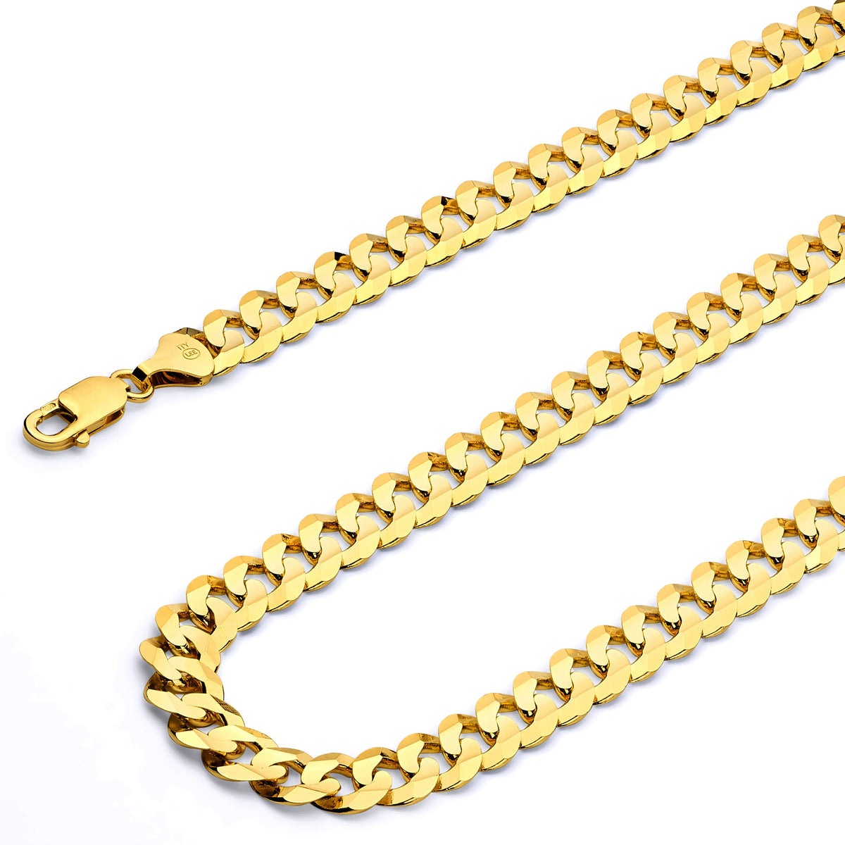 14k Yellow White Two Tone Gold Cuban Concave Curb Chain Necklace Bracelet Q5379