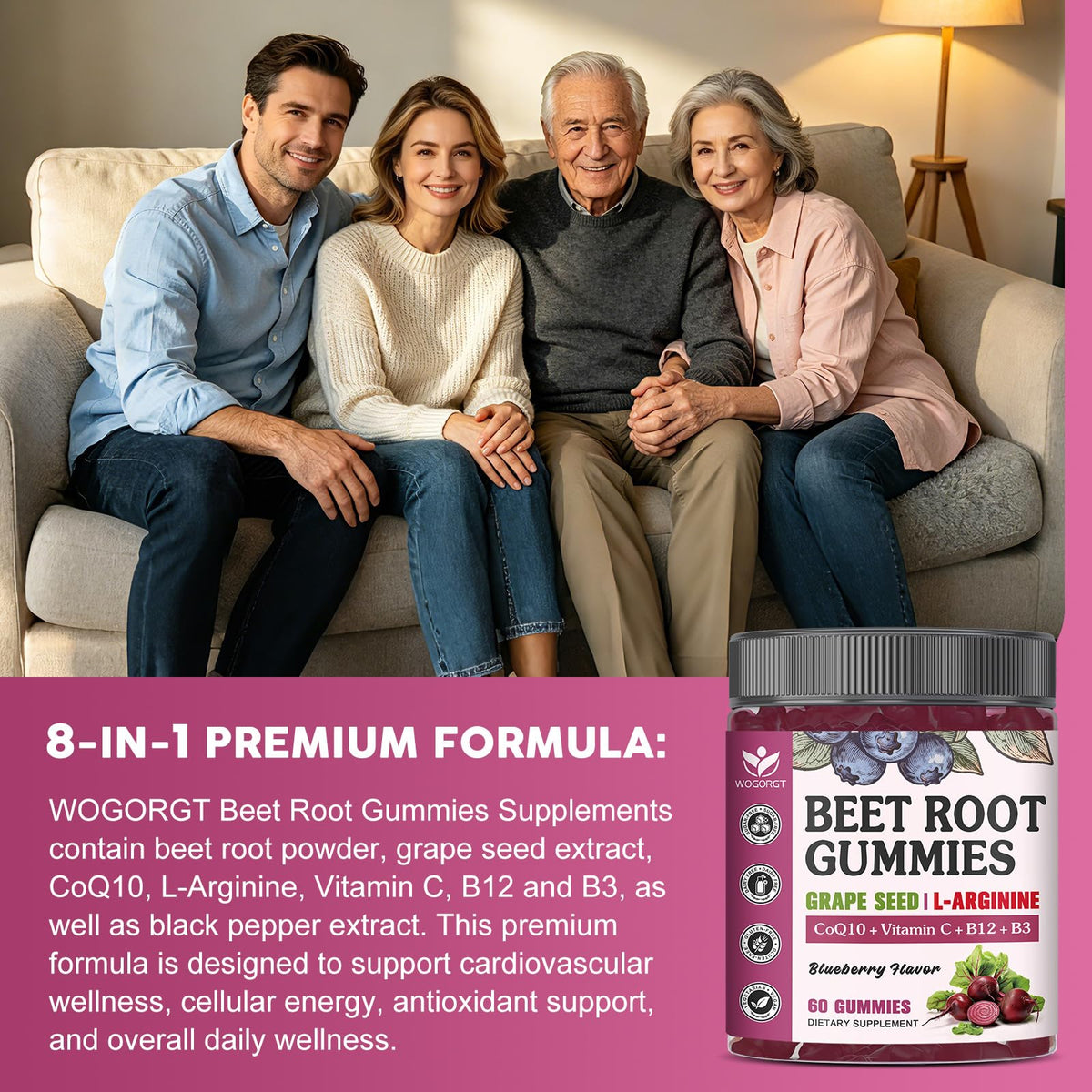Sugar Free Beet Root Gummies 60 Ct U319