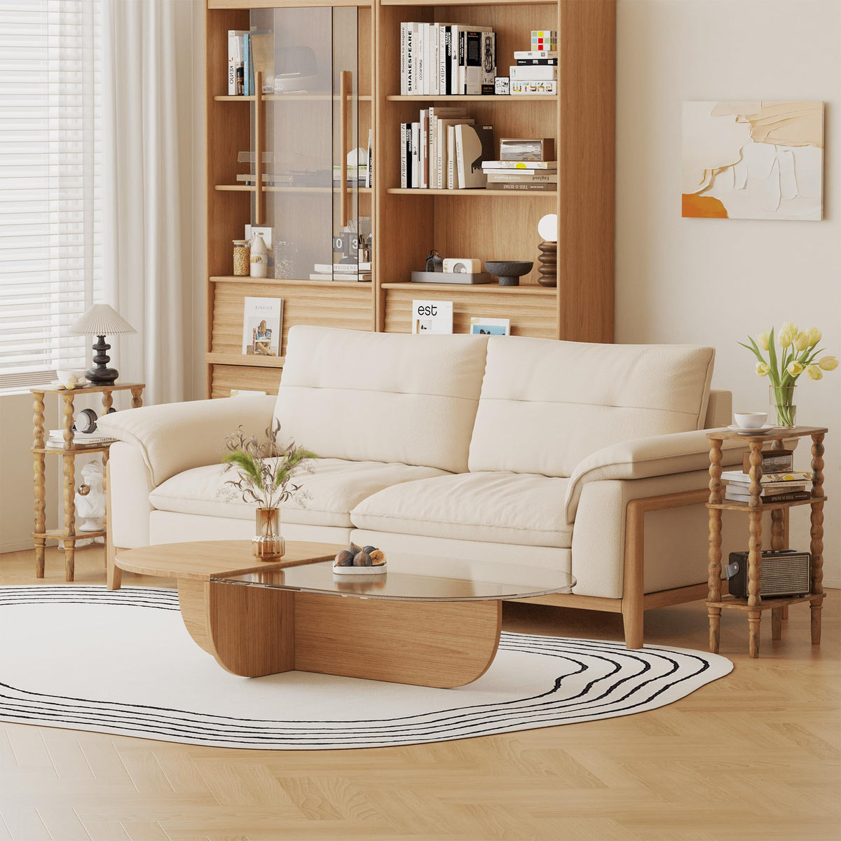 Side Table with Storage Shelf, 3-Tier Small Coffee Table B76770