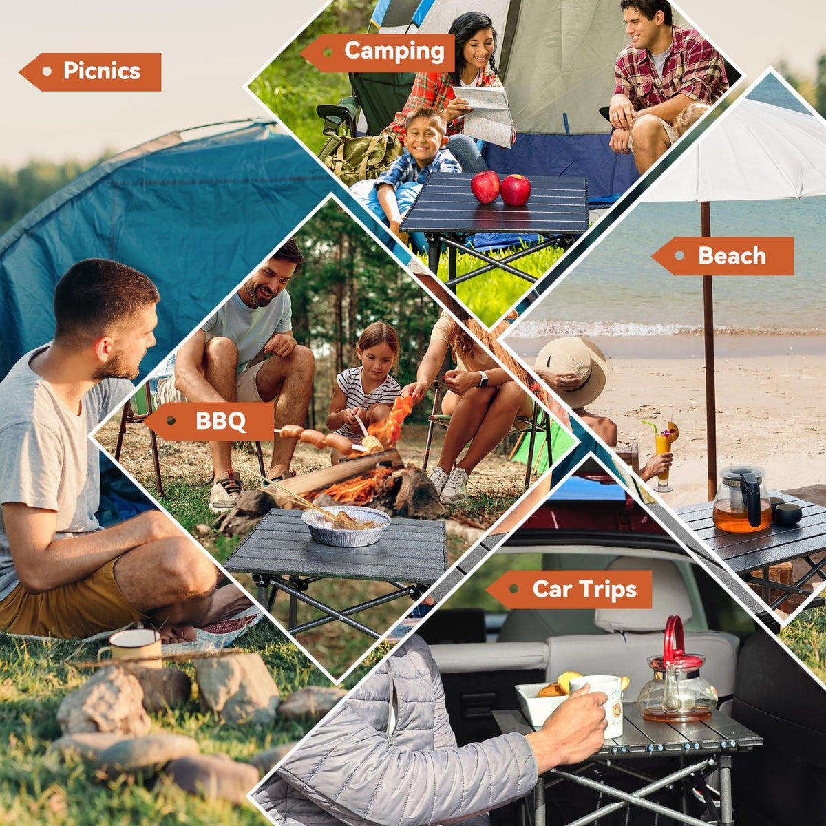 Portable Folding Aluminum Camping Table with Carry Bag W988
