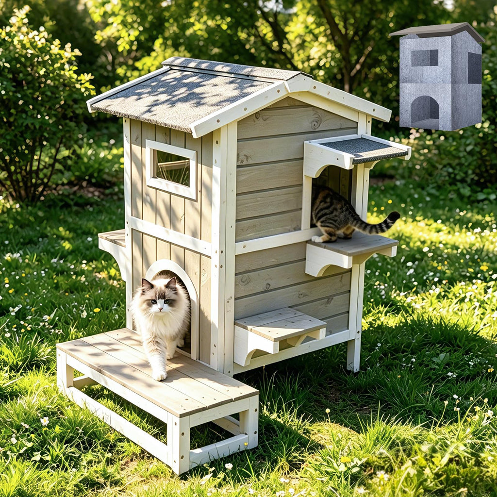 Weatherproof Wooden Outdoor Cat House Q1912