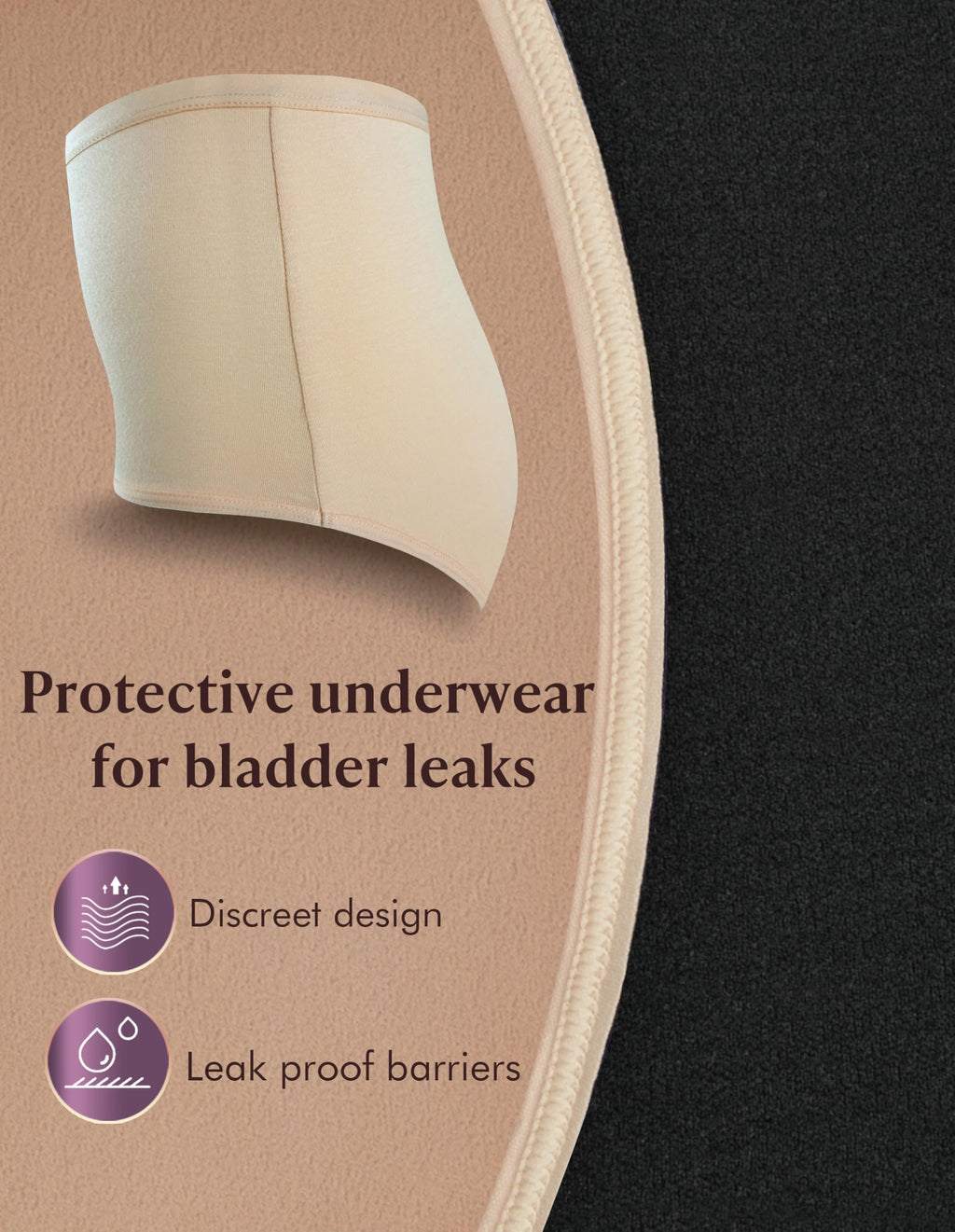 Washable Absorbency Urinary Incontinence Underwear for Women High Waist Leak Proof Panties 60ML, 3 Pack Beige White O22669