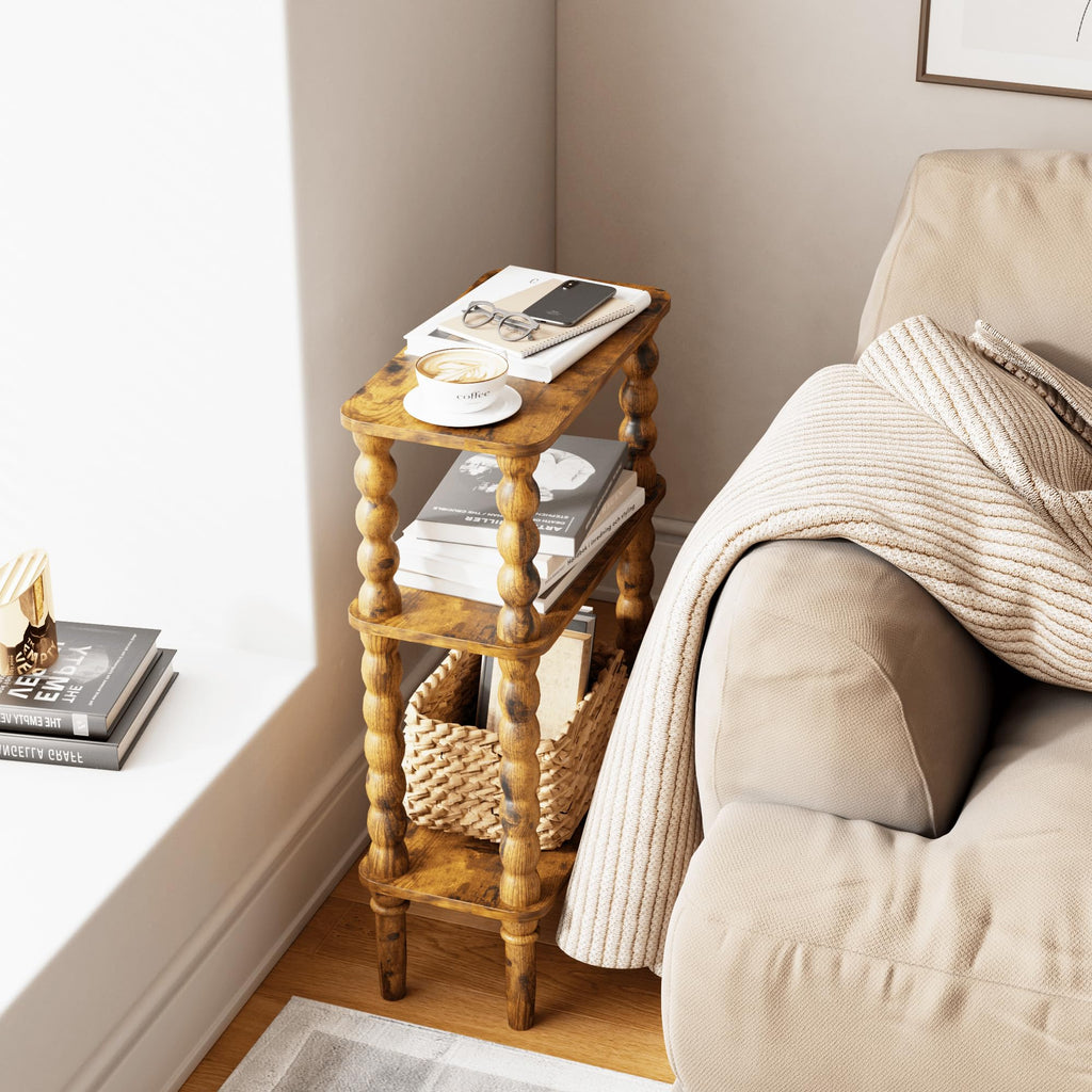 Side Table with Storage Shelf, 3-Tier Small Coffee Table B76770