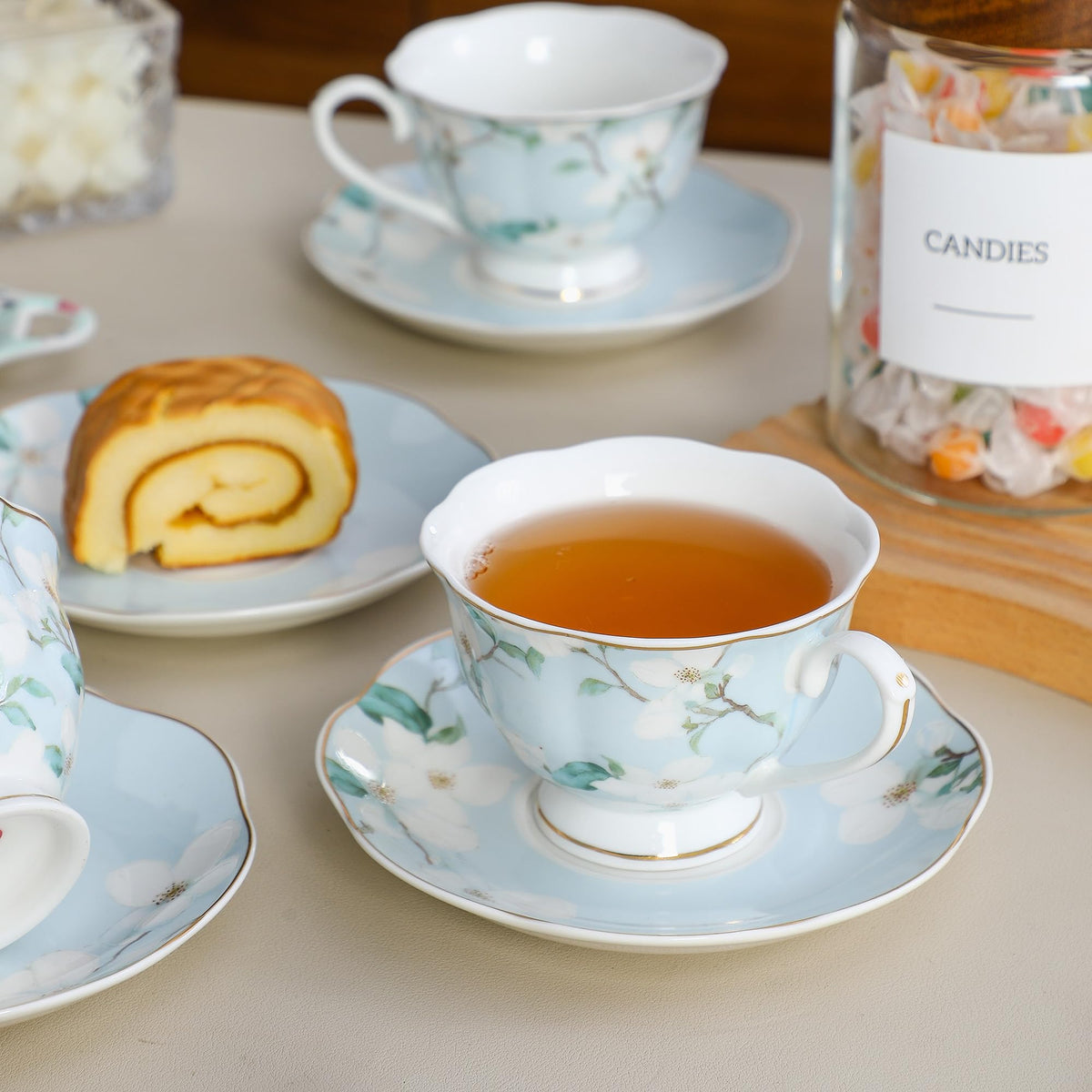 6oz Porcelain Tea Cup & Saucer Set of 6 S375003