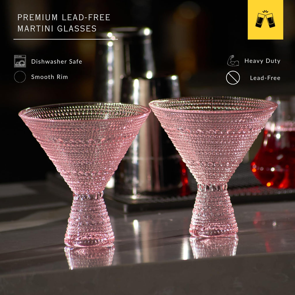 Pink & Clear 9oz Set of 6 Martini Glasses E73621
