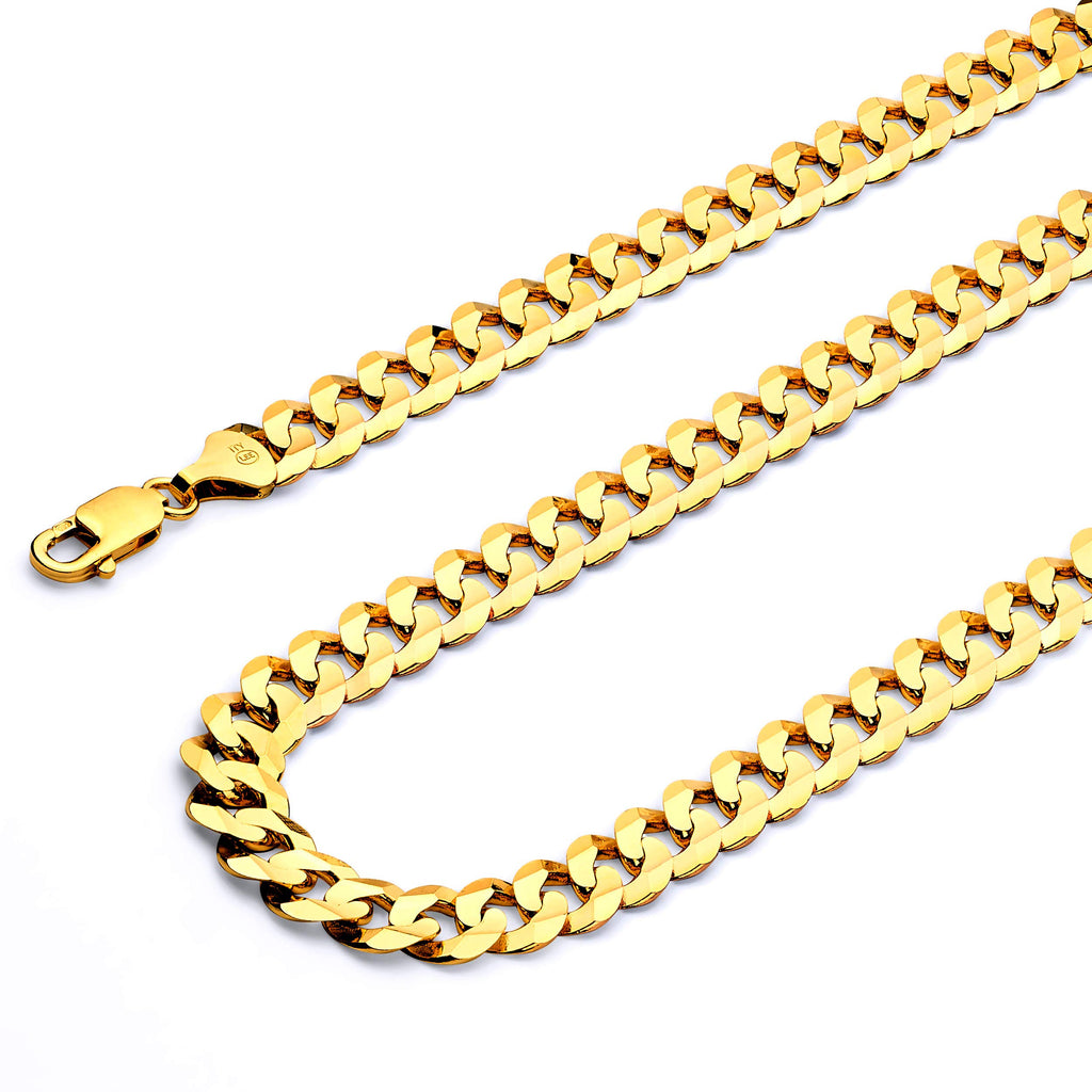 14k Yellow White Two Tone Gold Cuban Concave Curb Chain Necklace Bracelet Q5379