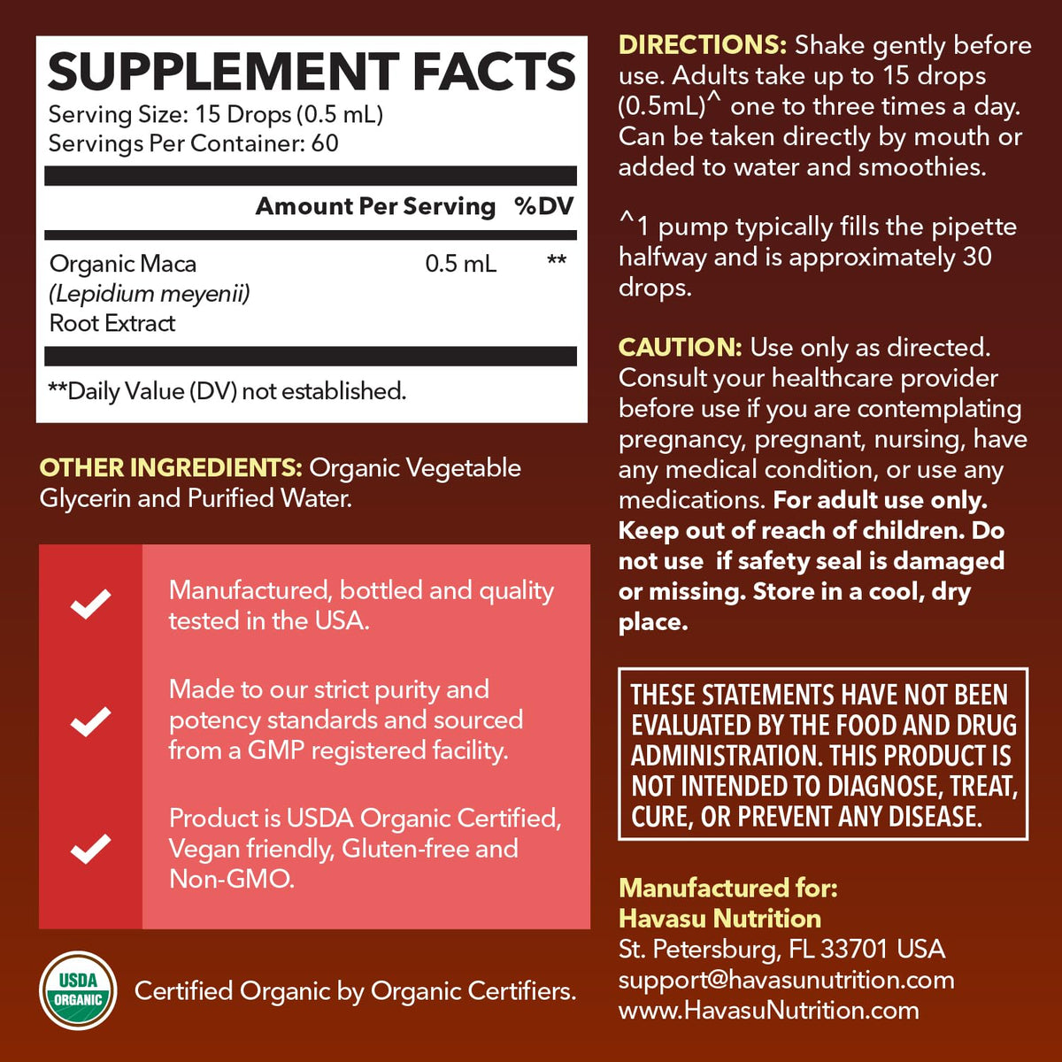 Organic Maca Root Liquid Drops & L Arginine L Citrulline Supplement I650961