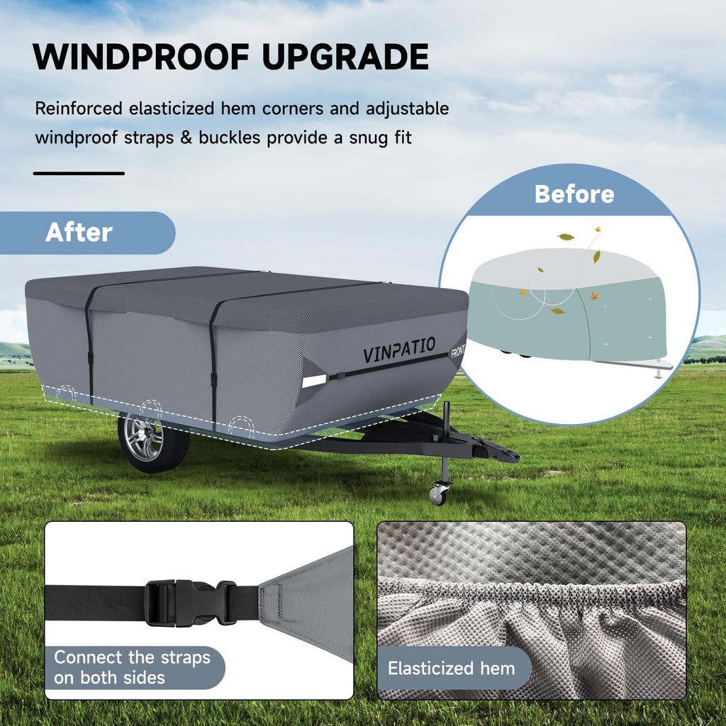 Waterproof Anti-UV Pop Up Camper Cover Fits 14'-16' Trailers W53012