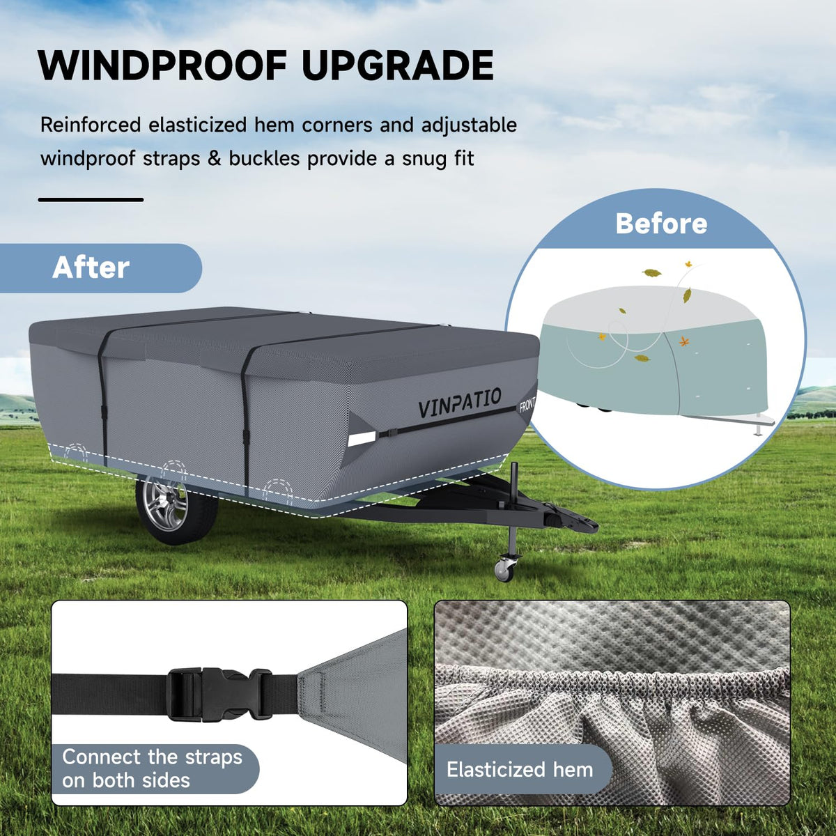Waterproof Anti-UV Pop Up Camper Cover Fits 14'-16' Trailers W53012