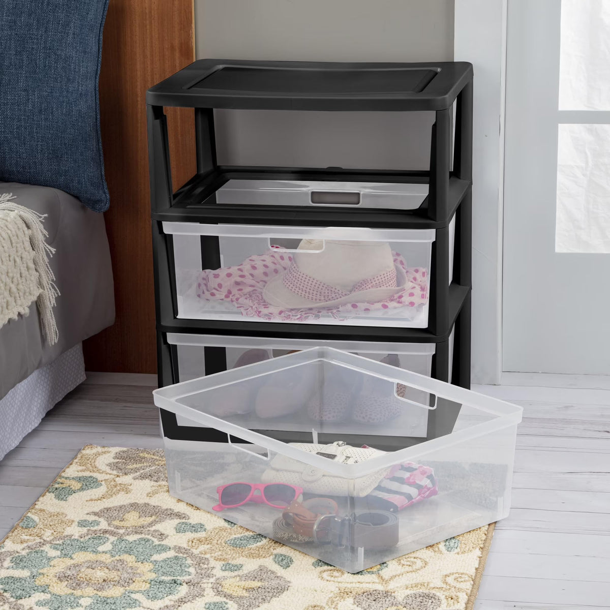 3 Drawer Clear Plastic Storage Cart X6547