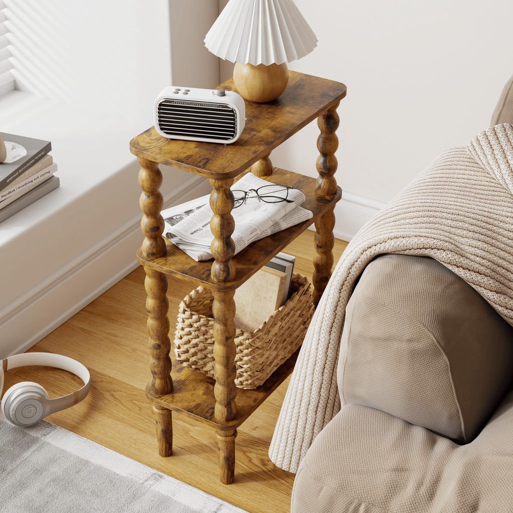 Side Table with Storage Shelf, 3-Tier Small Coffee Table B76770