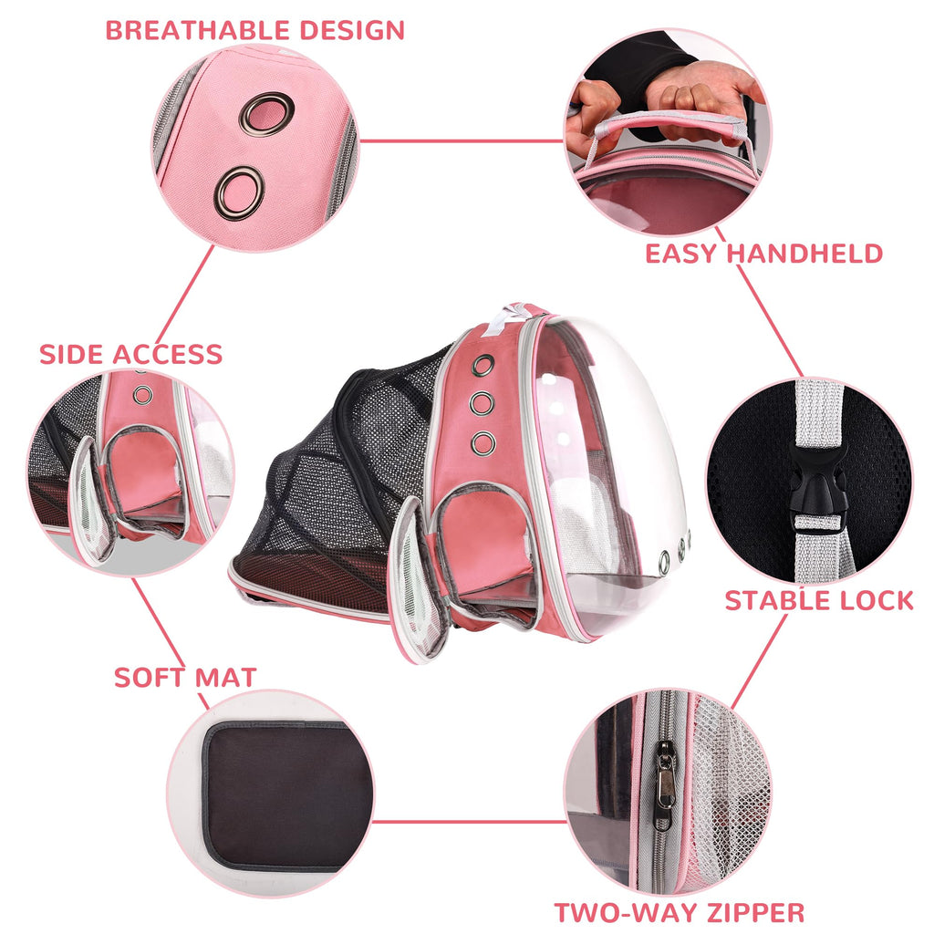 Expandable Pet Backpack Carrier for Under 15 lbs (Pink) F704715