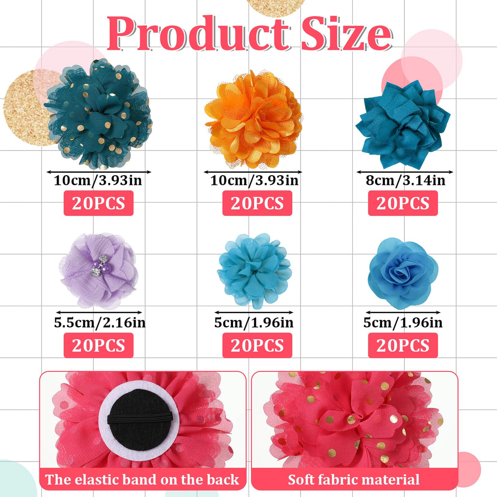 Multi Color Soft Chiffon Dog Collar Flower Bows G363925