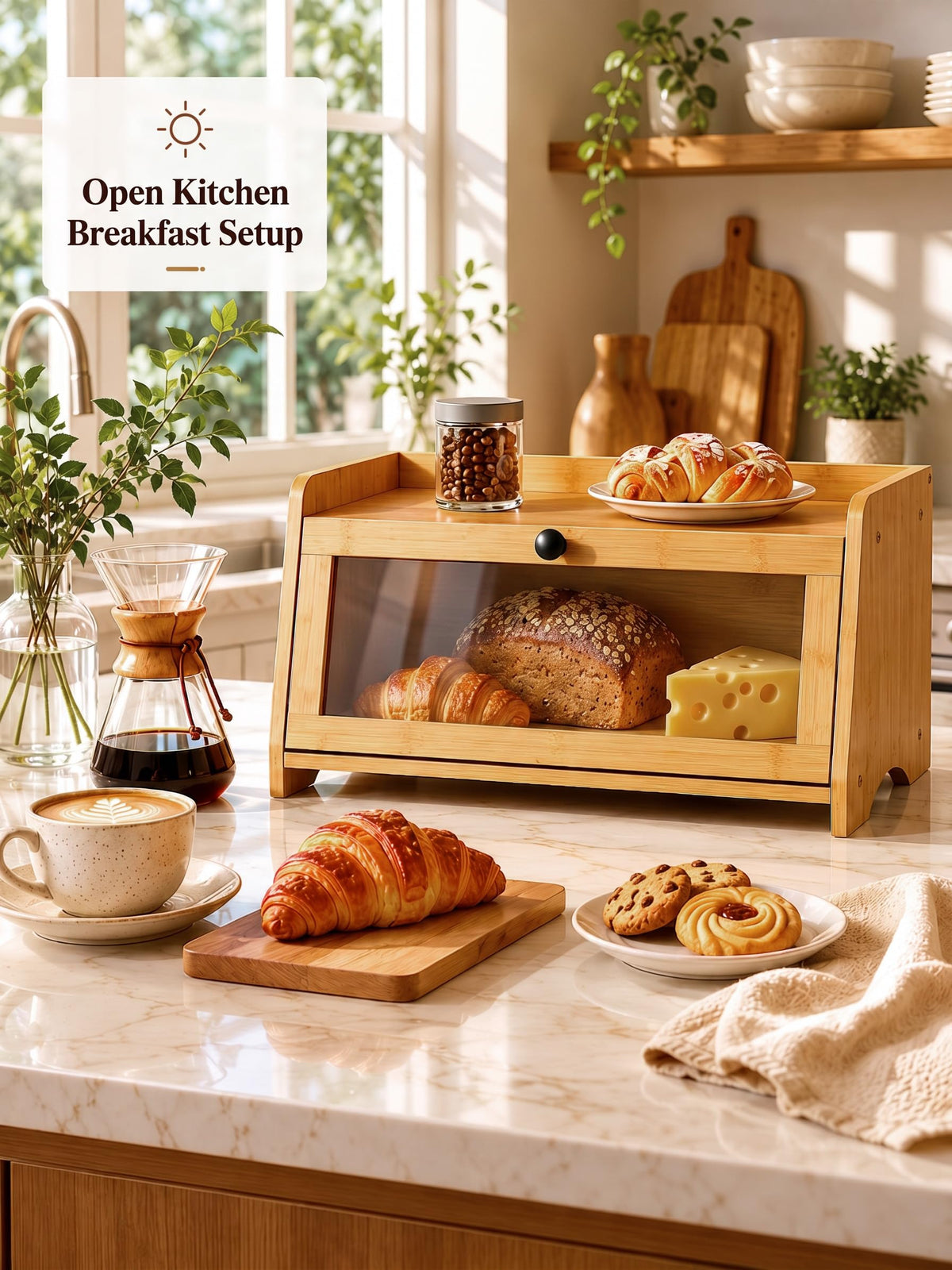 Bread Box with Top Shelf, 1 Tier Z136