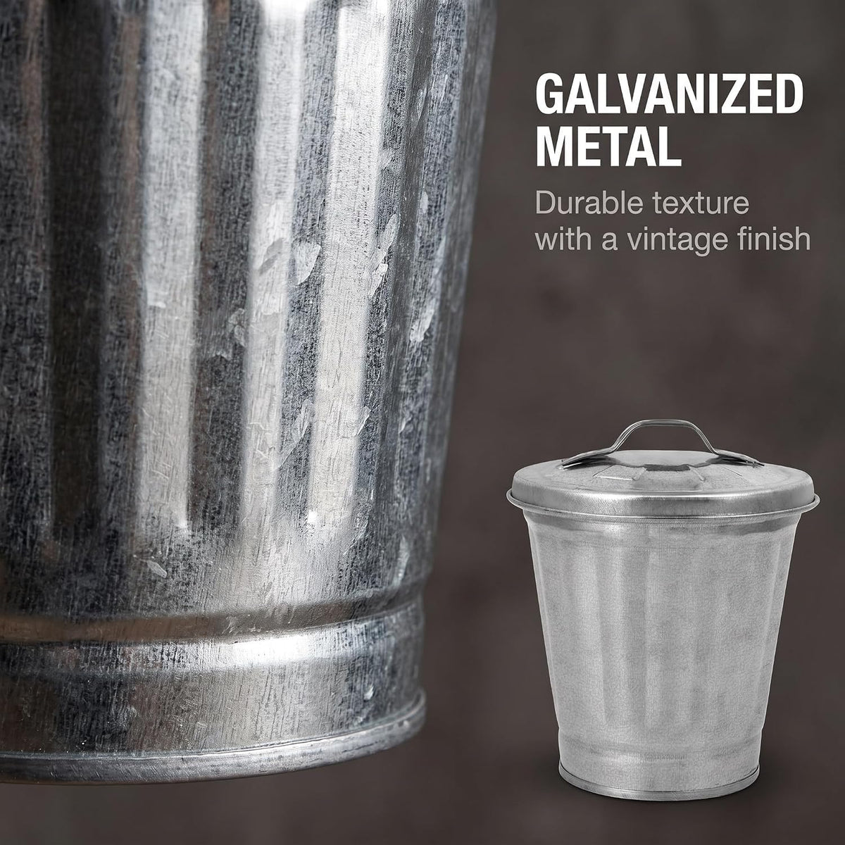 Silver Mini Galvanized Trash Can with Lid X29158