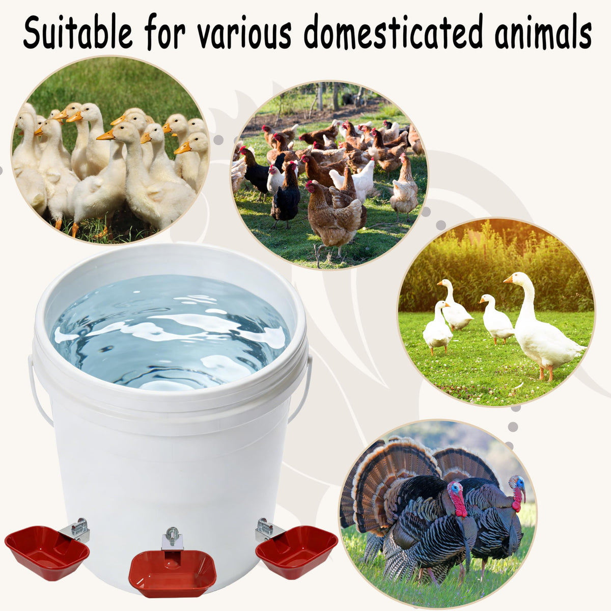 Aluminum Alloy Chicken Waterer Feeder L374