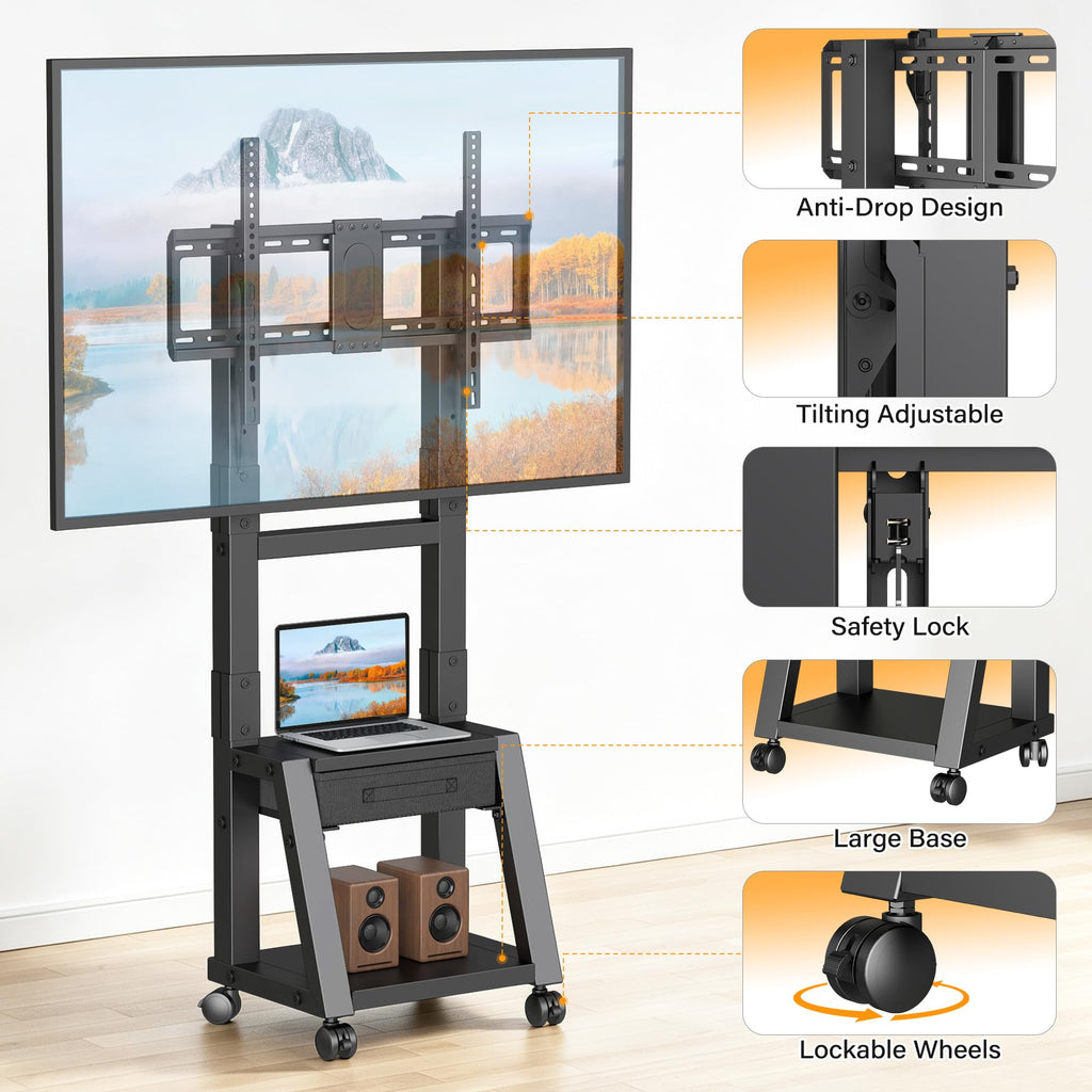 Heavy Duty TV Cart on Wheels with Drawer R849446