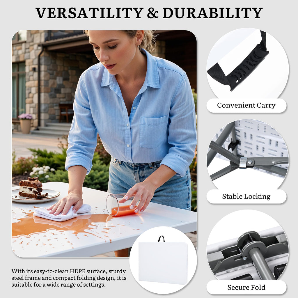 Heavy-Duty 6ft Folding Table with Handle X98003