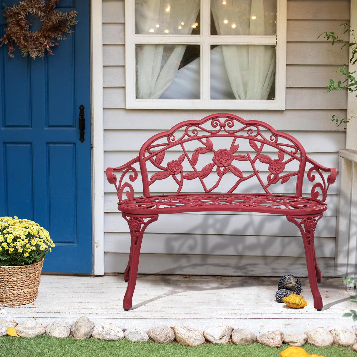 38.5" Cast Iron Aluminum Patio Bench D21954