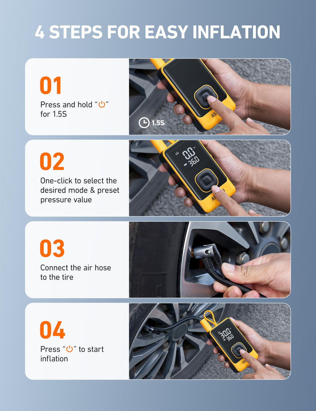 Portable Air Compressor 150PSI Car Bike Pump F642173