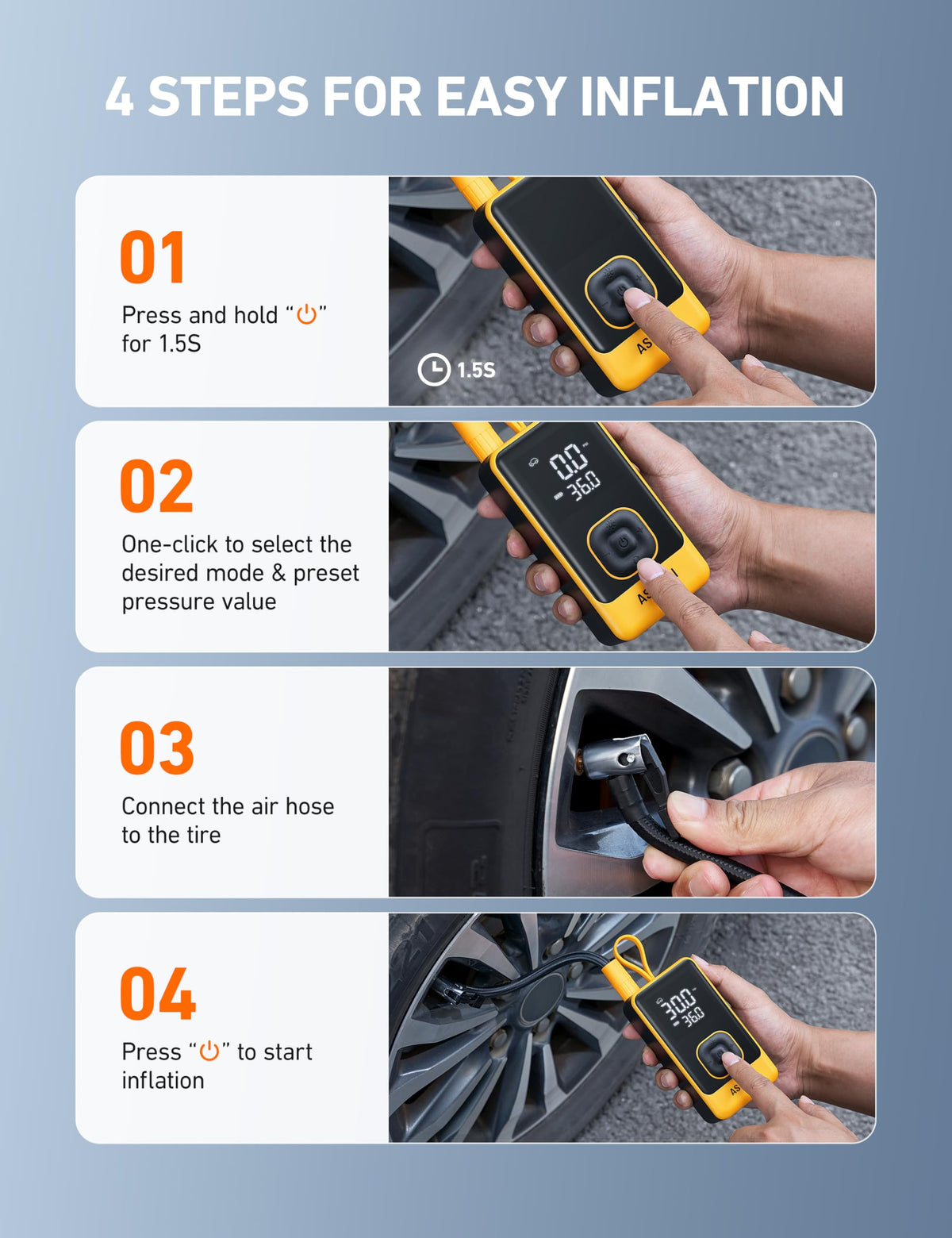 Portable Air Compressor 150PSI Car Bike Pump F642173