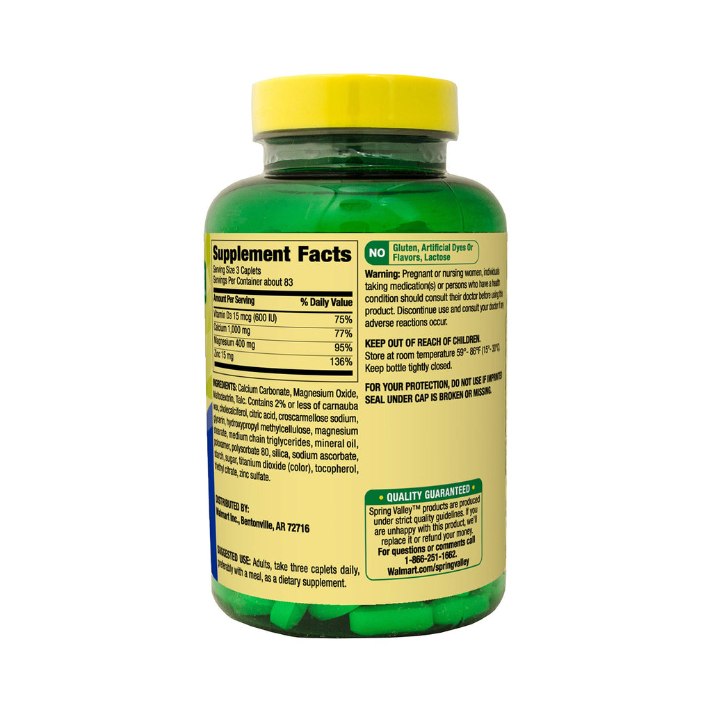 Calcium Magnesium Zinc Plus Vitamin D3 250 Coated Caplets I2340