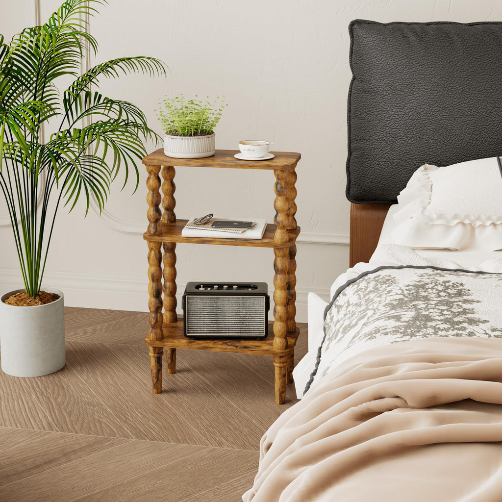 Side Table with Storage Shelf, 3-Tier Small Coffee Table B76770
