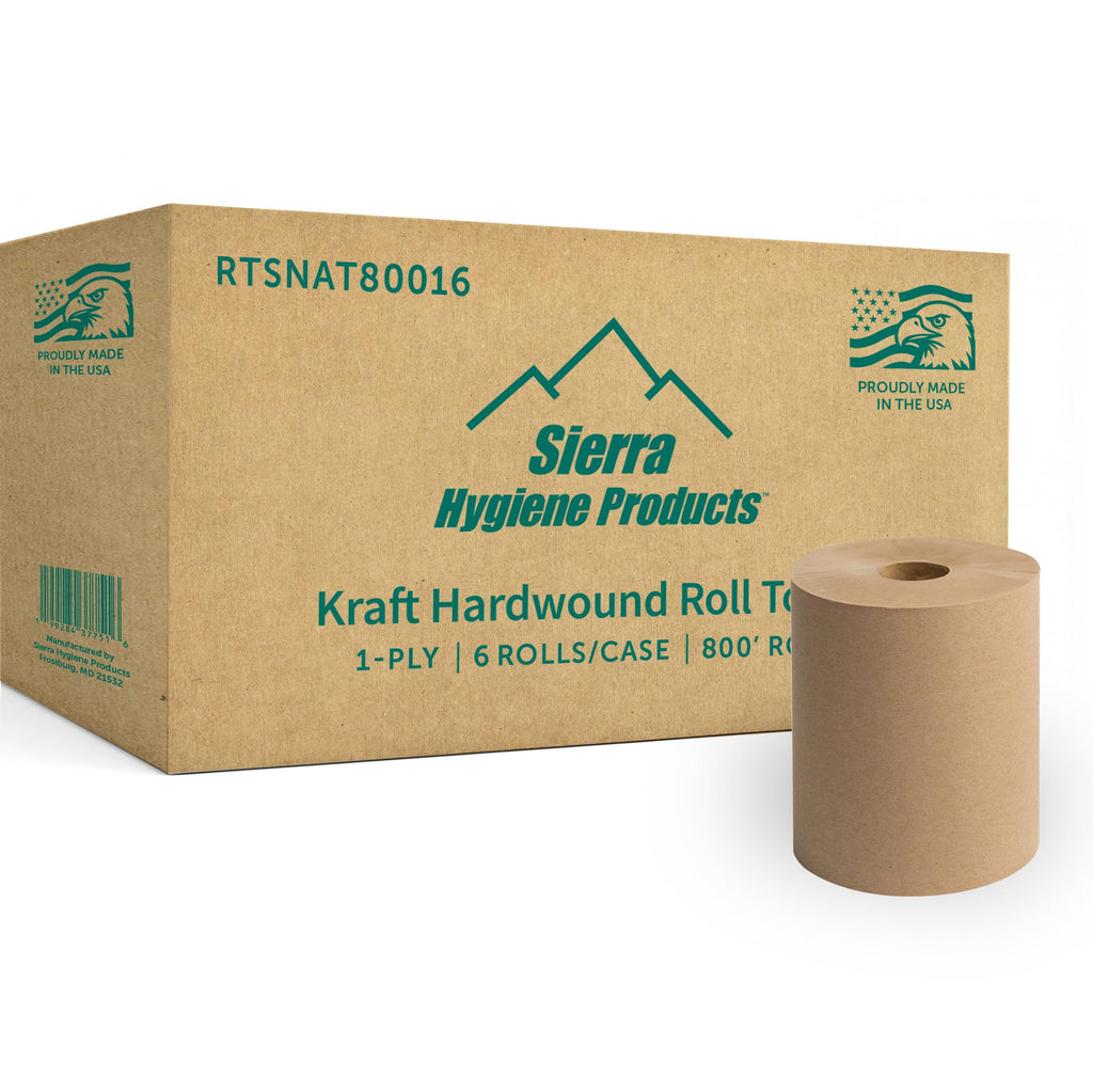 Natural Hardwound Paper Towels, 6 Rolls I31166