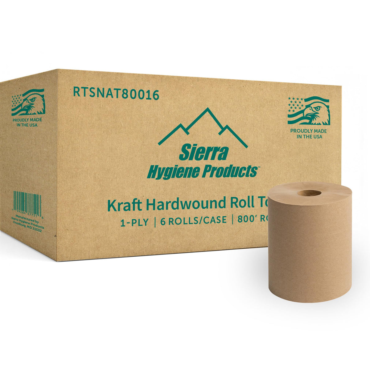 Natural Hardwound Paper Towels, 6 Rolls I31166