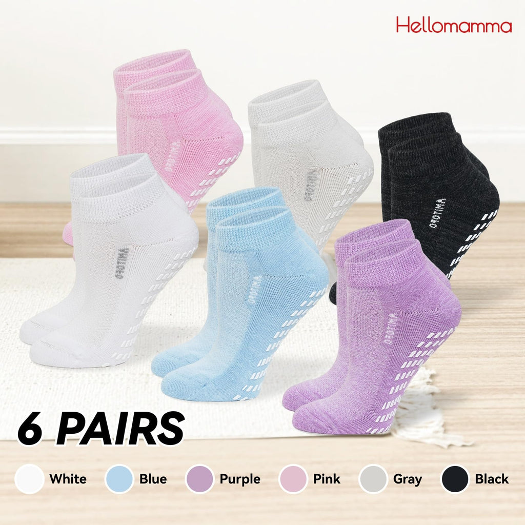 Diabetic Non-Slip Wide Cuff Bamboo Viscose Ankle Socks 6 pairs S439279