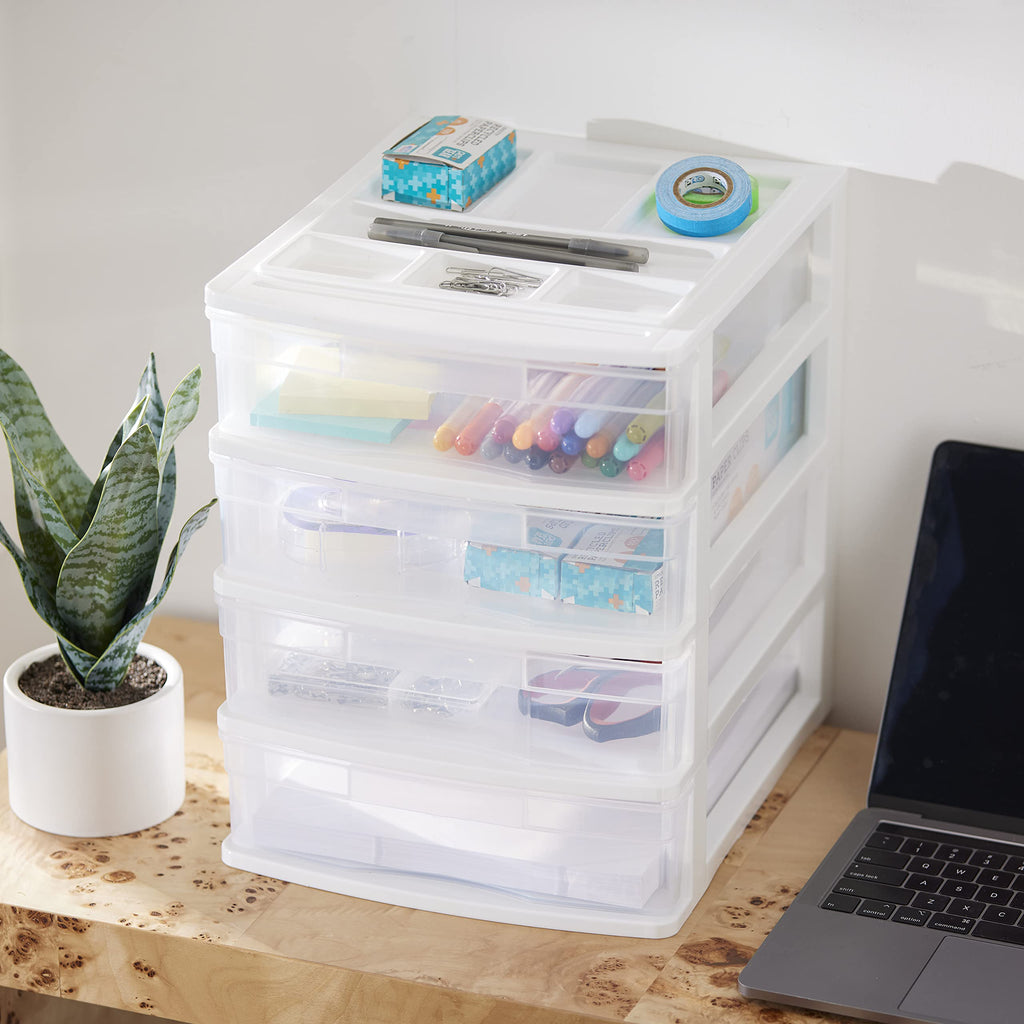 4-Tier White Plastic Drawer Organizer M467
