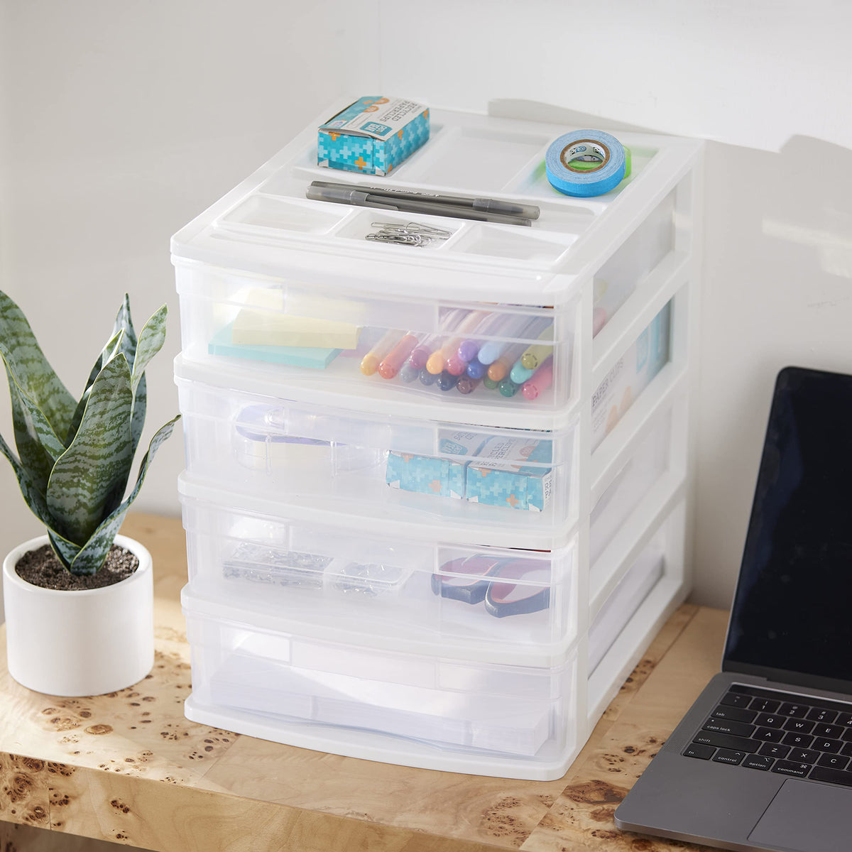 4-Tier White Plastic Drawer Organizer M467
