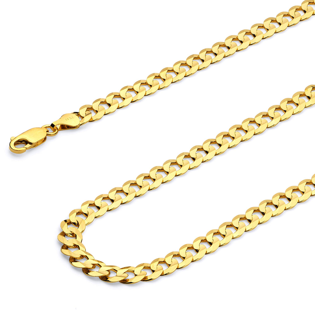 14k Yellow White Two Tone Gold Cuban Concave Curb Chain Necklace Bracelet Q5379