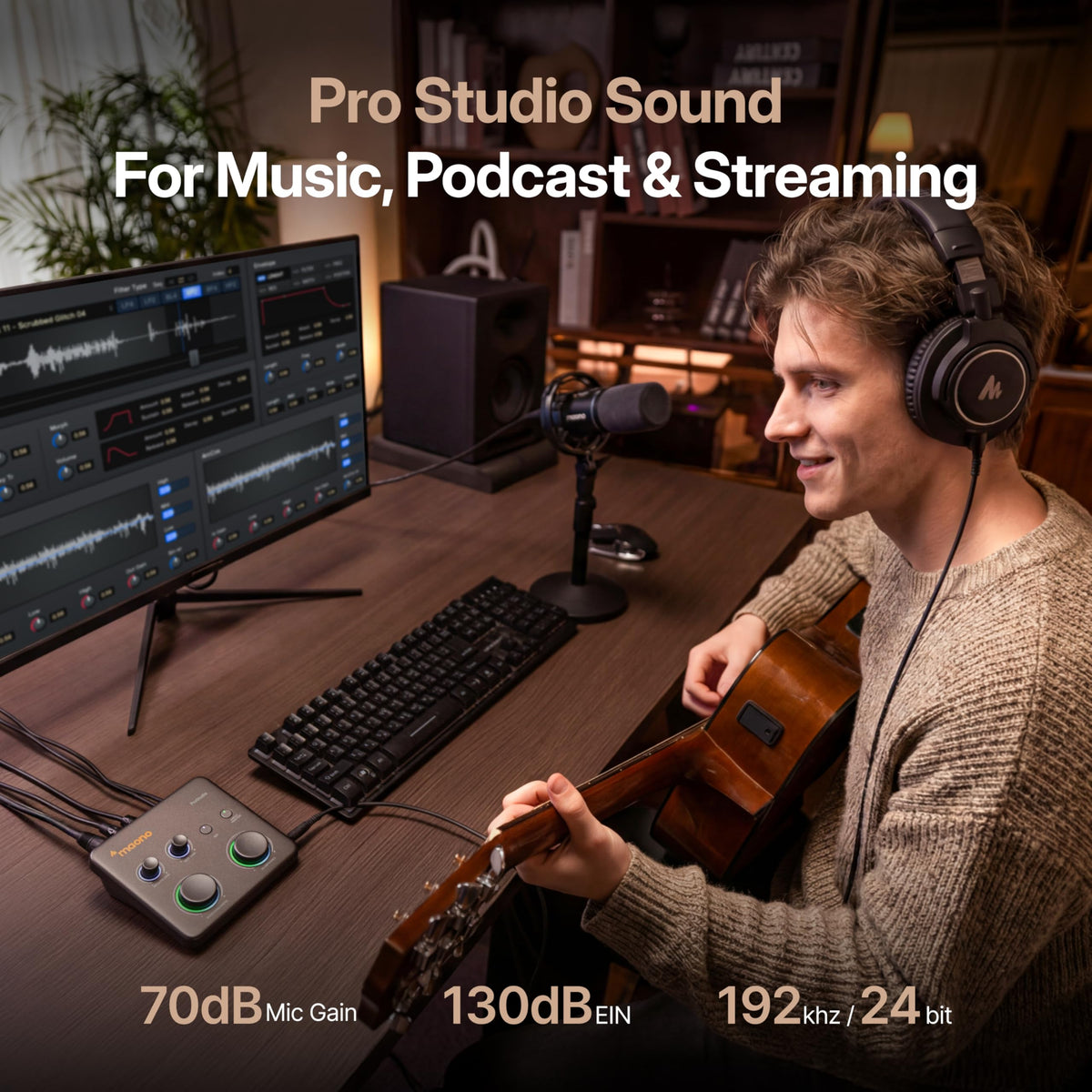 USB Audio Interface with 70dB Gain V7124