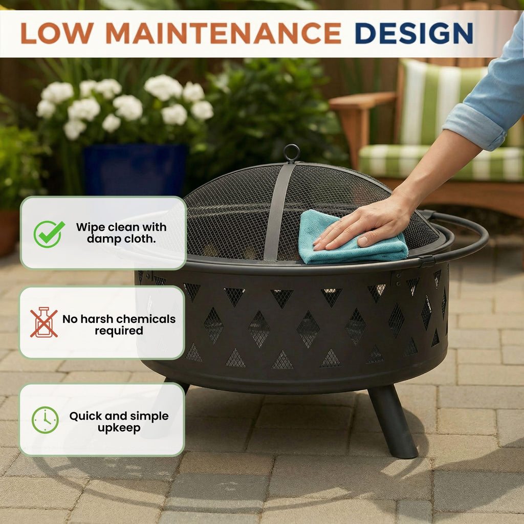Black 32-Inch Outdoor Fire Pit V4683