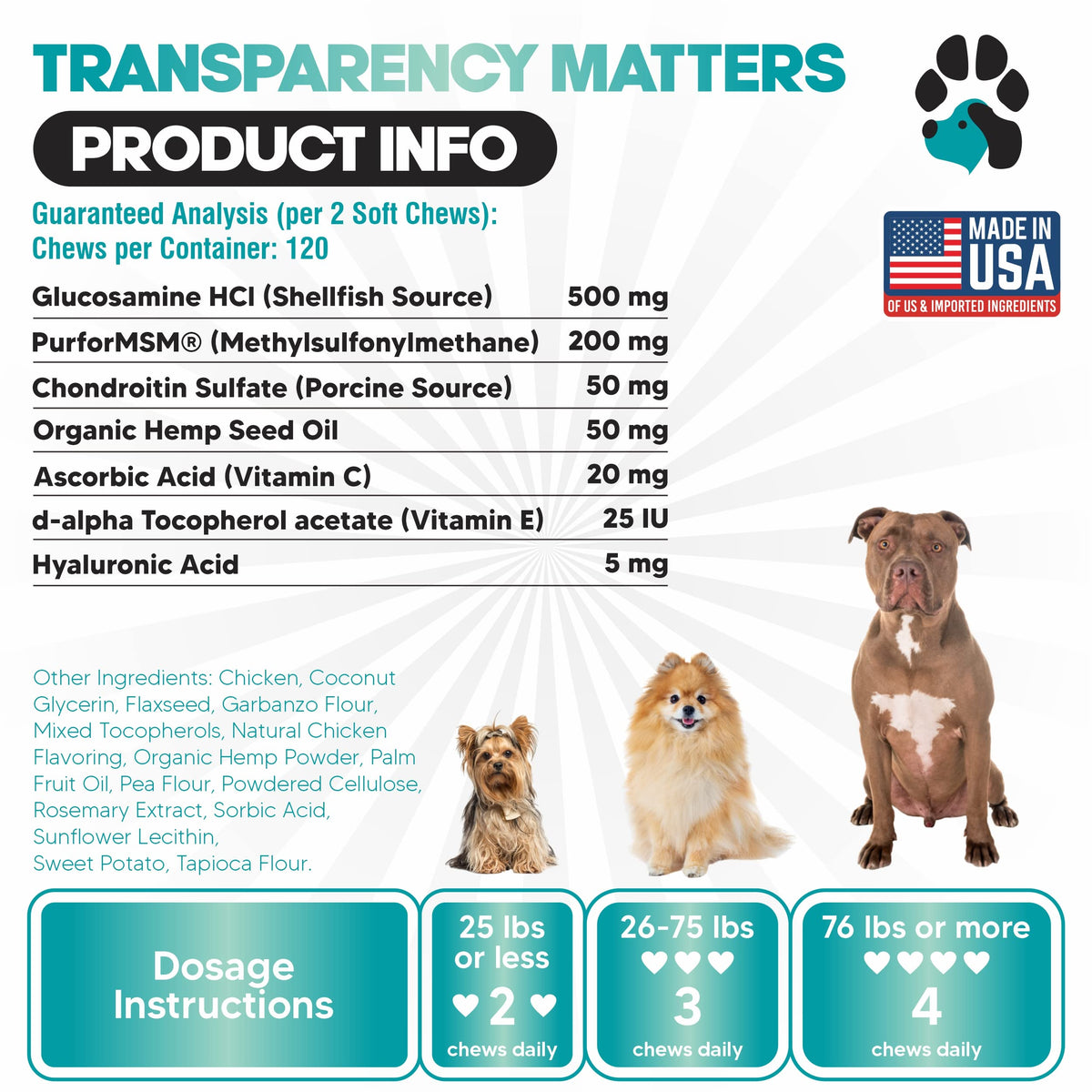 Glucosamine for Dogs Hip and Joint Supplement Soft Chews Z538193