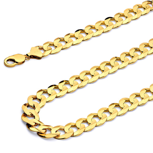 14k Yellow White Two Tone Gold Cuban Concave Curb Chain Necklace Bracelet Q5379