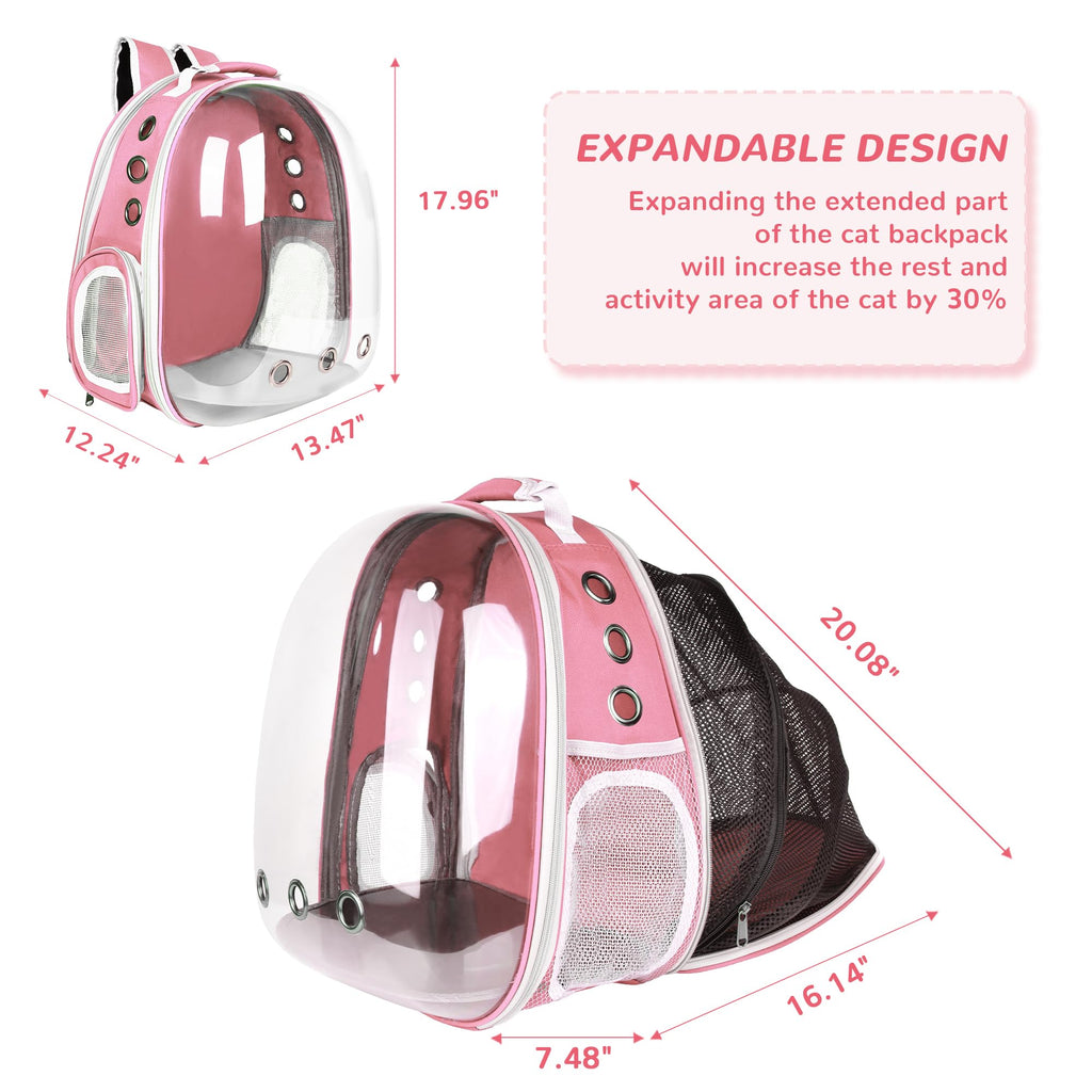 Expandable Pet Backpack Carrier for Under 15 lbs (Pink) F704715