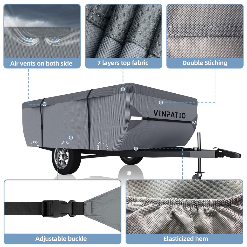 Waterproof Anti-UV Pop Up Camper Cover Fits 14'-16' Trailers W53012