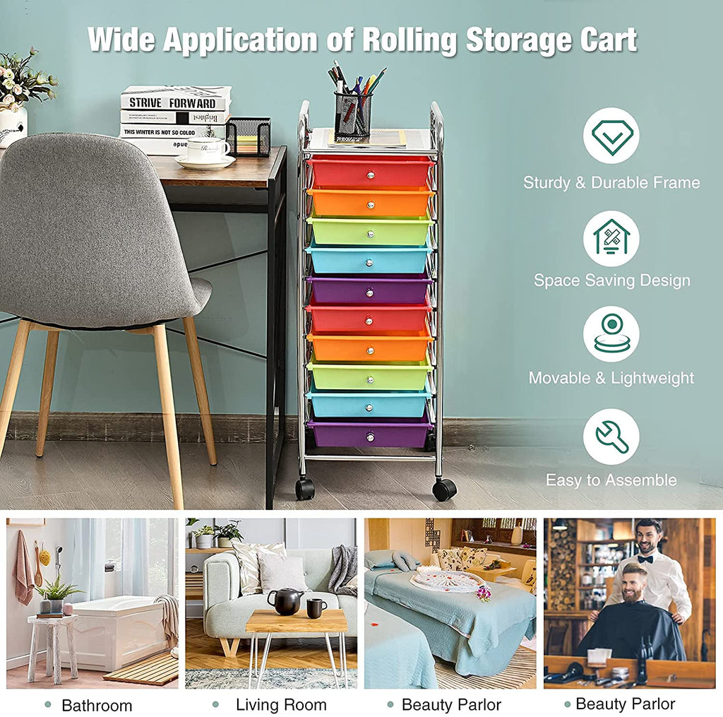 10 Drawer Rolling Storage Organizer Cart Q280
