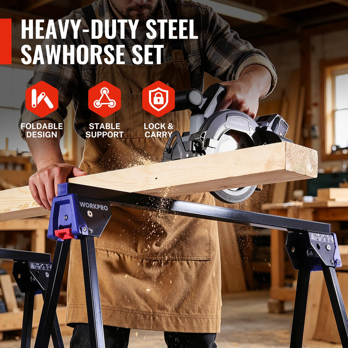 Heavy Duty Metal Folding Saw Horses 2 Pack J416