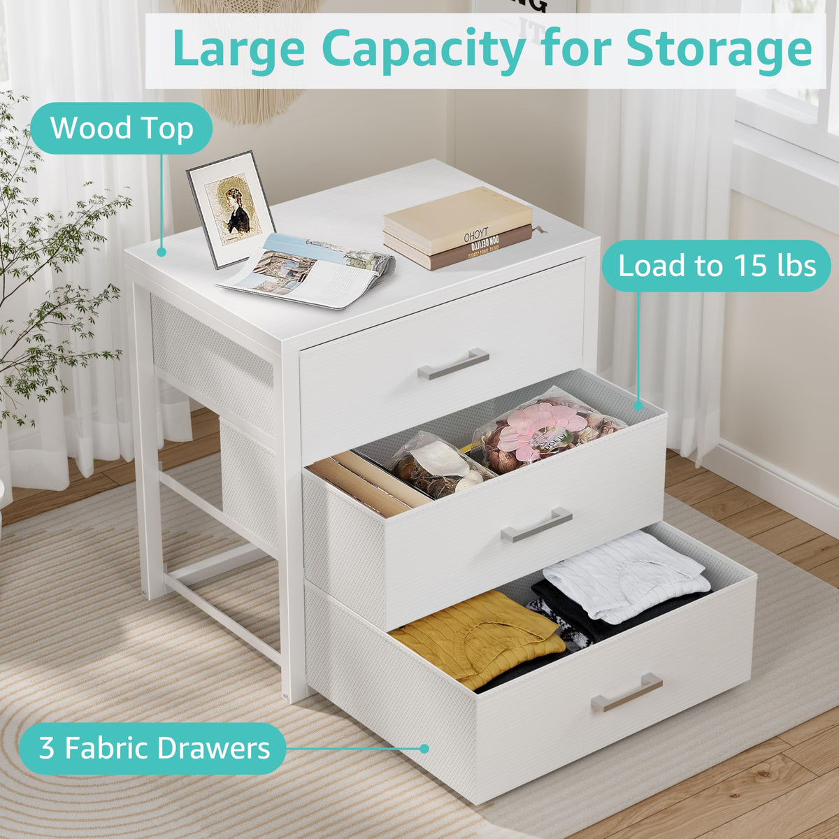 White 3 Drawer Dresser W897755