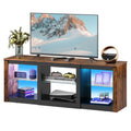 Rustic Brown 58-Inch TV Stand with Adjustable Glass Shelves U689