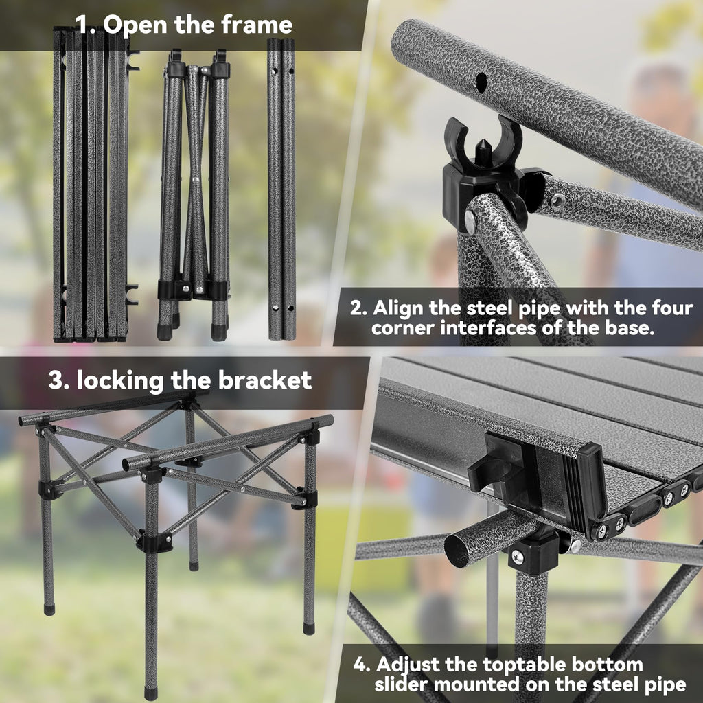 Portable Folding Aluminum Camping Table with Carry Bag W988