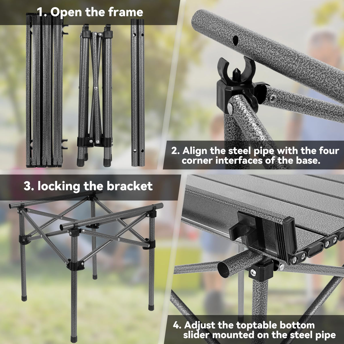 Portable Folding Aluminum Camping Table with Carry Bag W988
