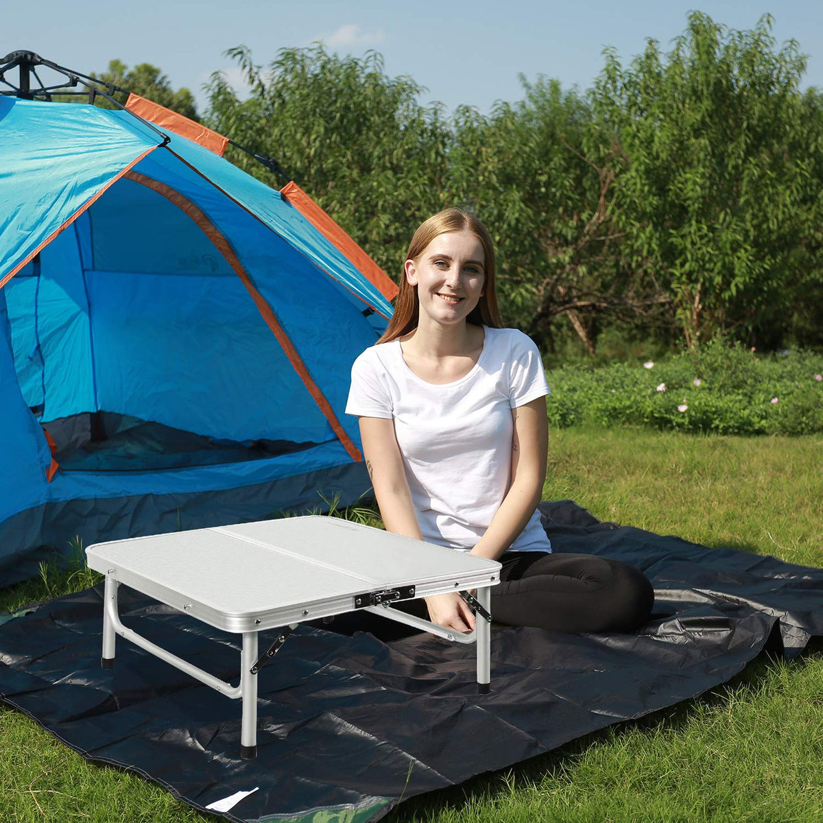 2 Foot Small Square Folding Table with Adjustable Height B6541