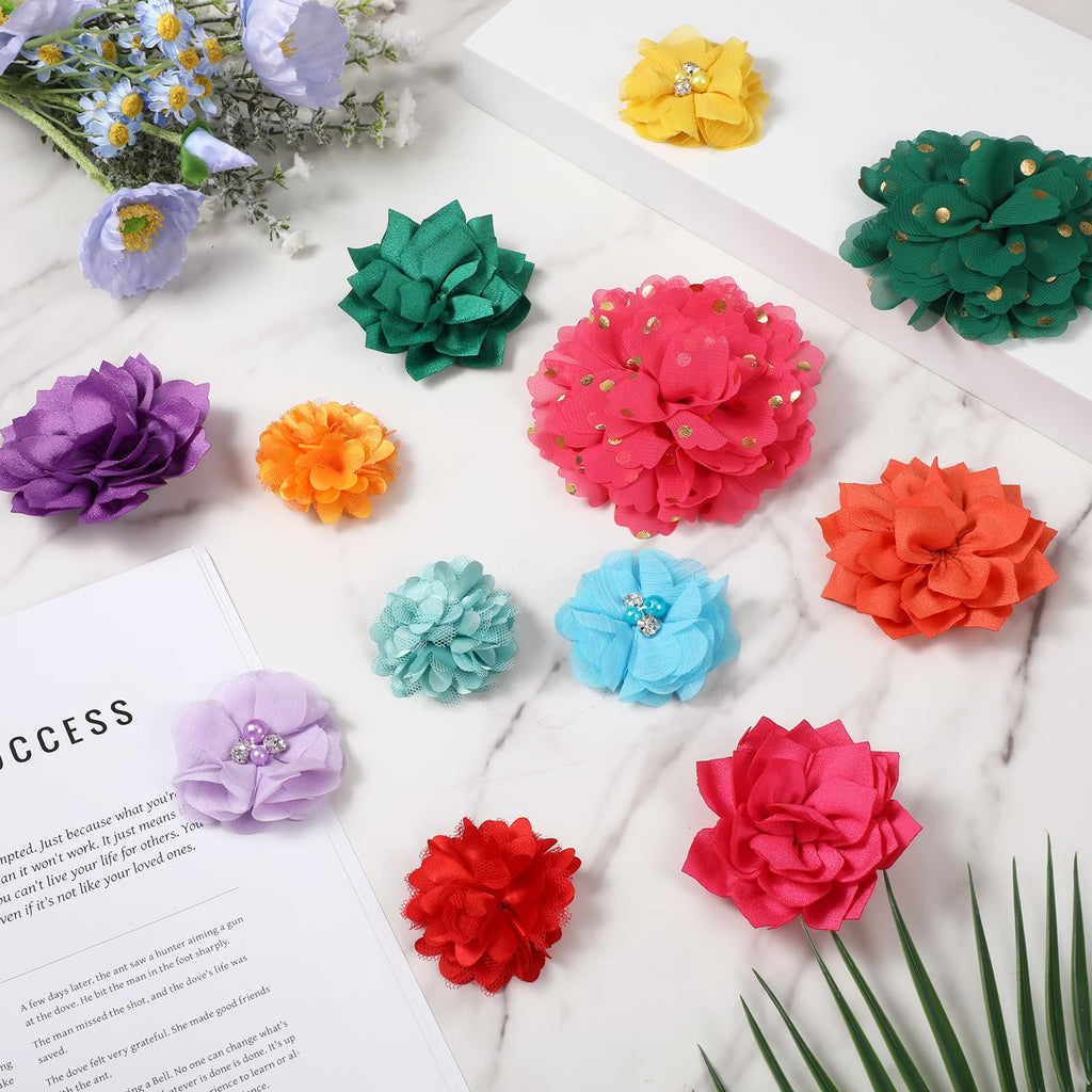 Multi Color Soft Chiffon Dog Collar Flower Bows G363925